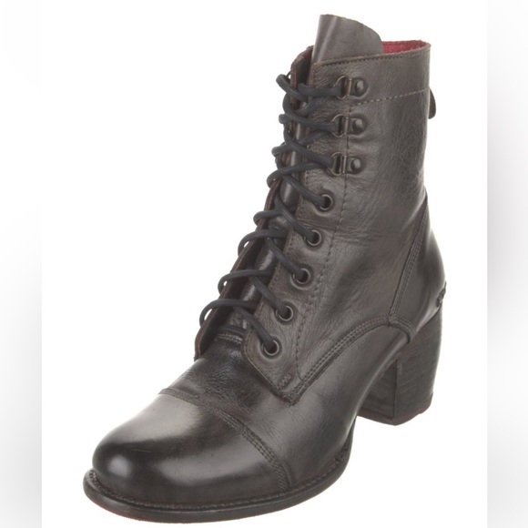 Bed Stu Black Lace Up Boots with Chunky Heel - Picture 2 of 4